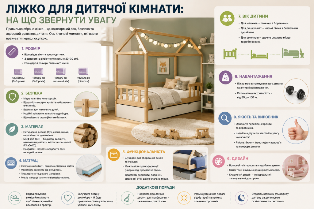 Як вибрати ліжко для дитячої кімнати — розмір, безпека, матеріал, матрац, функціональність і дизайн