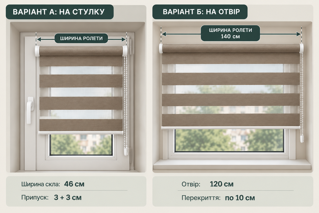 Інструкція вимірювання ролет день-ніч